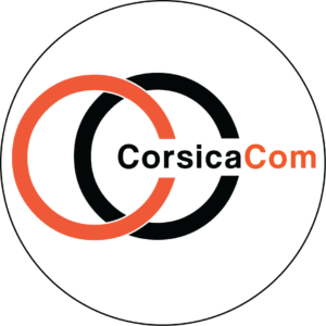 CorsicaCom - Agence média et régie publicitaire Corse - publicité radio, cinéma ajaccio et à bord de bateaux en corse - logo médaillon 