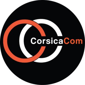 CorsicaCom-Agence média-régie publicitaire-publicité Corse Ajaccio Bastia logo_medaillon_noir