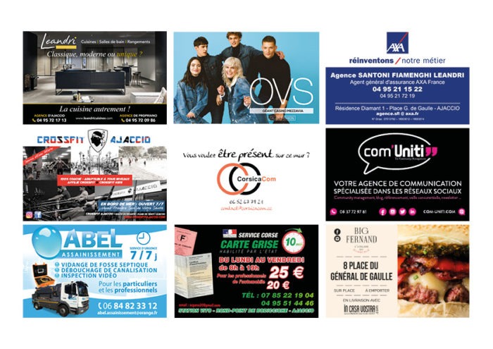Ellipse cinéma Ajaccio CorsicaCom-Agence média et régie publicitaire-publicité au cinéma Corse Animation mur de cartes de visite diaporama 2